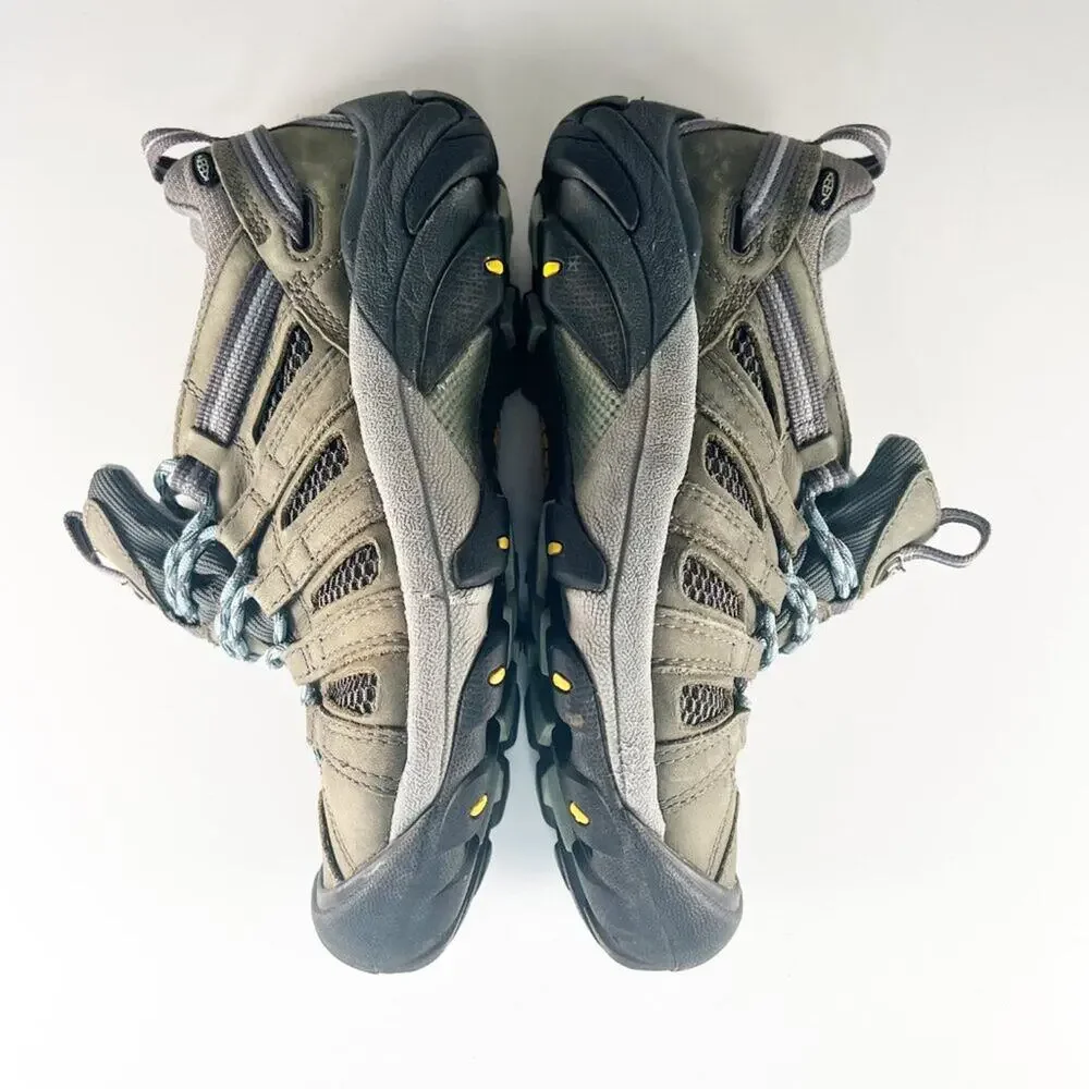 Keen 5258 Voyageur Low Leather Trail Hiking Shoes Taupe Brown Black Women 9